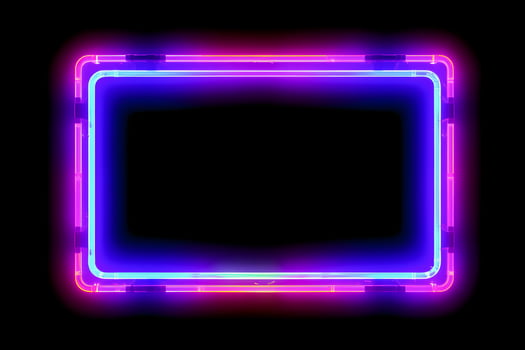Neon Cyber Frame Social Media Post Mockup with Crystalline Rectangle and Streamer Overlay photo
