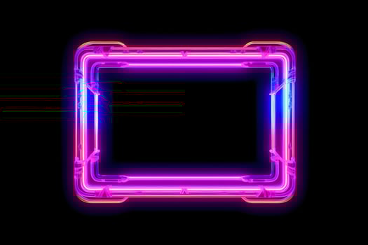 Neon Cyber Frame Social Media Post Mockup with Crystalline Rectangle and Streamer Overlay photo