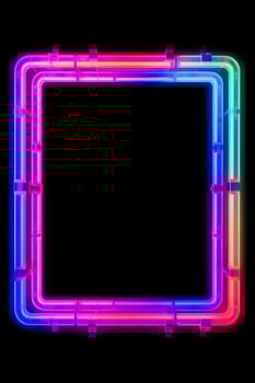 Neon Cyber Frame Social Media Post Mockup with Crystalline Rectangle and Streamer Overlay photo