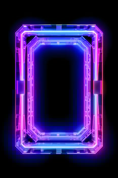 Neon Cyber Frame Social Media Post Mockup with Crystalline Rectangle and Streamer Overlay photo