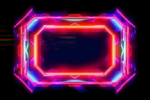 Neon Cyber Frame Social Media Post Mockup with Crystalline Rectangle and Streamer Overlay photo