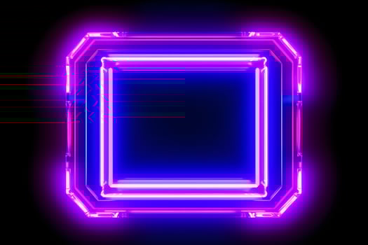 Neon Cyber Frame Social Media Post Mockup with Crystalline Rectangle and Streamer Overlay photo
