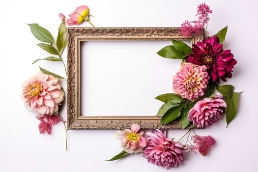 empty frame Vintage Frame With Flower decoration around frame. photo
