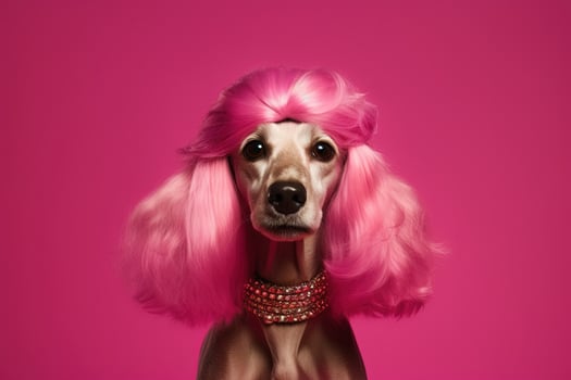 Cocker spaniel dog as disco dance diva Funky music 70s seventies illustration photo