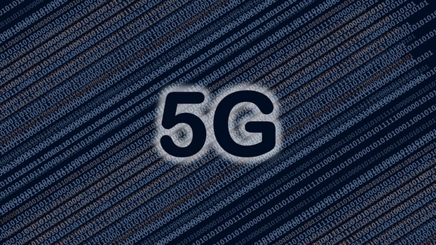 5G text in digital binary numbers background photo