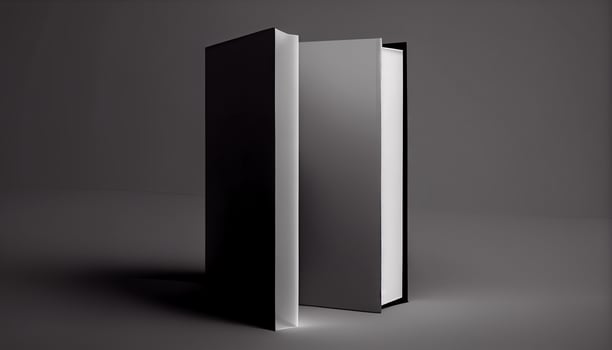 A clean literature space with empty bookshelves , photo