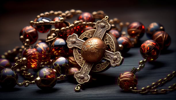 Antique jewelry a shiny ornate necklace of gold generated by AI photo