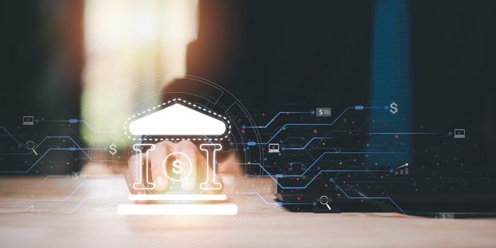 Bank finance business connection concept ,Money and Investment Management ,payment security ,internet transaction network information technology ,Using online banking on application ,online payment photo