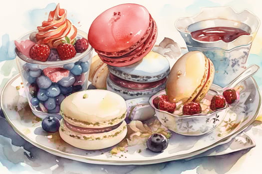 watercolor illustration of  a  sweet dessert, generate ai photo