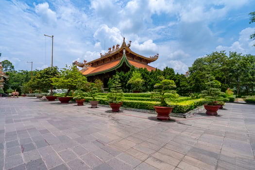 Morning at Ben Duoc Temple, Cu Chi, Ho Chi Minh city, Vietnam. The historic district revolutionary beside Cu Chi tunnel, a famous base of revolutionary Vietnam before 1975. Travel concept photo