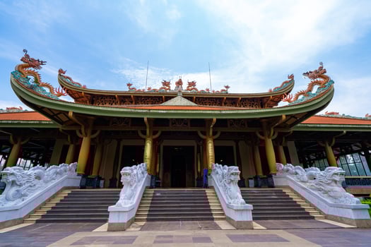 Morning at Ben Duoc Temple, Cu Chi, Ho Chi Minh city, Vietnam. The historic district revolutionary beside Cu Chi tunnel, a famous base of revolutionary Vietnam before 1975. Travel concept photo