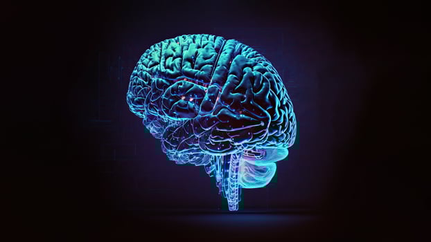Quantum Computing Humanoid Brain with Neural Web Network, Brain Scanning Concept, Technology. photo