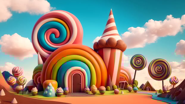 Beautiful fantasy sweet world background, Candyland. , Digital Illustration. photo