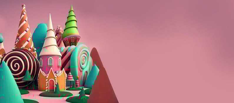Beautiful fantasy sweet world background, Candyland. , Digital Illustration. photo