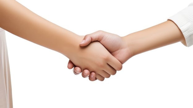 Friendly or casual handshake between two women. Close up. . photo