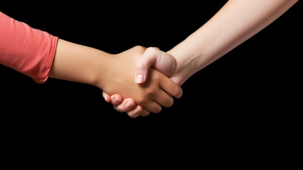 Friendly or casual handshake between two women. Close up. . photo