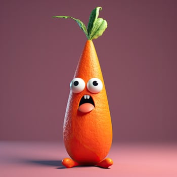 Pixar Style Tongue Out Carrot 3D Character on Pink Background. . photo