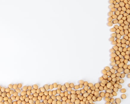 Soyabeans soya beans border frame copy text space white background photo