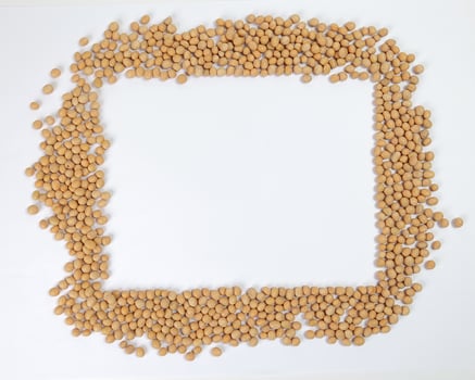 Soyabeans soya beans border frame copy text space white background photo