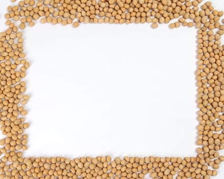 Soyabeans soya beans border frame copy text space white background photo