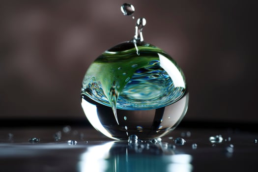 a big blue drop in the sky with the earth on it, in the style of light green and blue, fluid and organic, culturally diverse elements, associated press, soggy, environmental awareness, generate ai photo