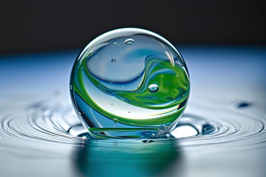 a big blue drop in the sky with the earth on it, in the style of light green and blue, fluid and organic, culturally diverse elements, associated press, soggy, environmental awareness, generate ai photo