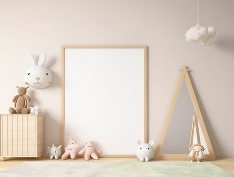 nursery frame mockup, kids room frame mockup, 3d render, generate ai photo