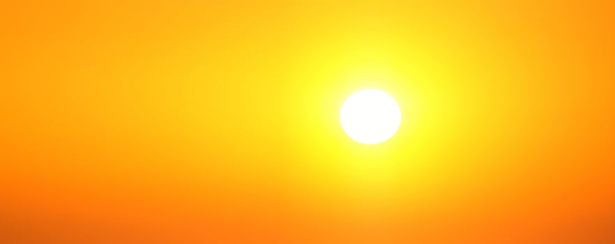 Beautiful big orange sun at sunset sky. photo