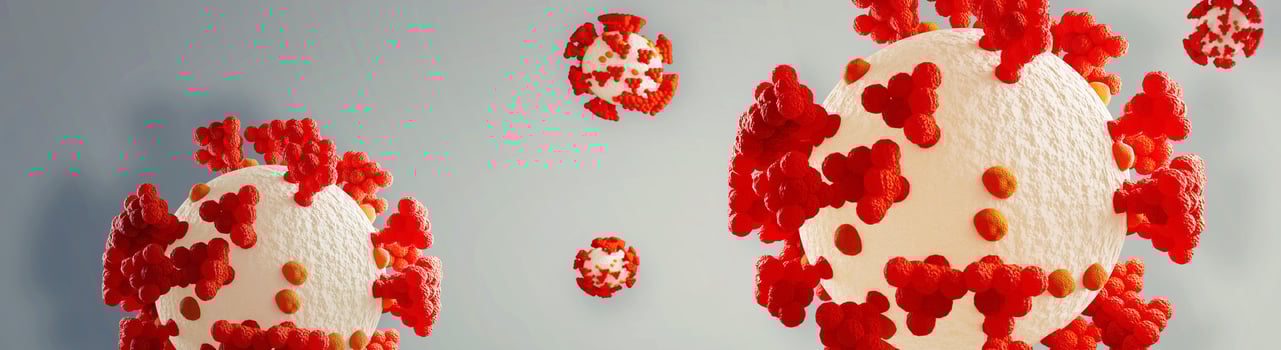 Microscopic view of corona virus cells. 3D illustration photo