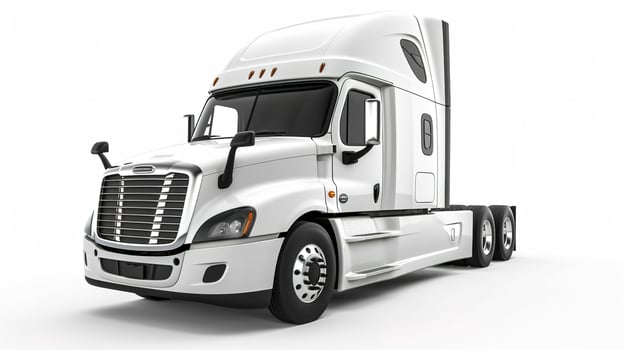 Big truck Freightliner Cascadia with blue cab Isolated on a white background, generate ai photo