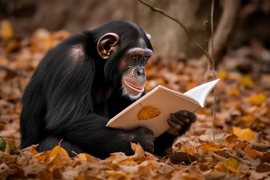 Open book with animal cartoon playing in the park  under a big tree, generate ai photo