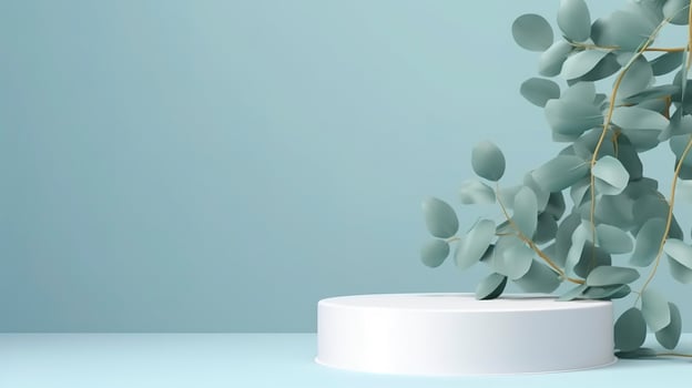 Terrazzo marble podium on pastel colour background for product presentation. Natural beauty pedestal, relaxation and health, 3d illustration, generate ai photo