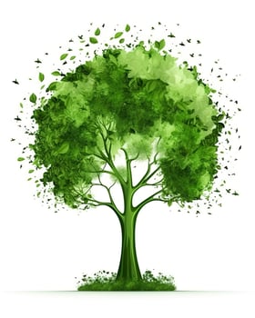 earth day tree on green earth on isolate background, generate ai photo