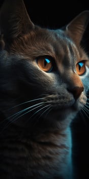a fluffy orange long haired cat, macro lens and tilt shift camera angle, generate ai photo