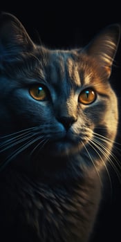 a fluffy orange long haired cat, macro lens and tilt shift camera angle, generate ai photo