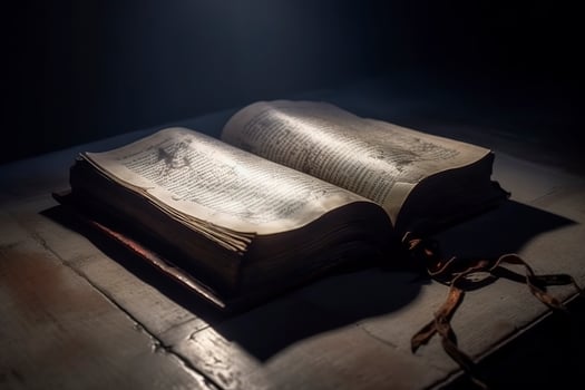 pages of an open old book , generate ai photo
