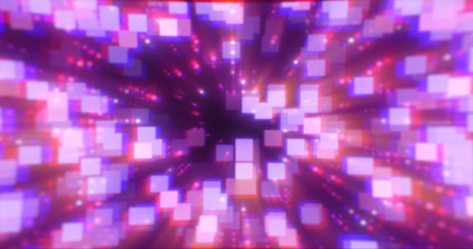Abstract blue futuristic hi-tech energy particles dots and squares magical bright glowing background photo