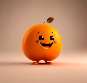 Cute Cartoon Orange Character with a leaf on it photo