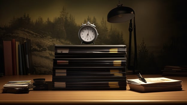Clock and Books. photo