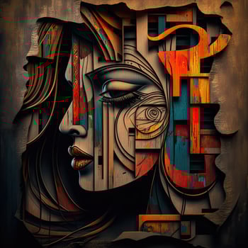 Abstract portrait of woman. Geometry shape. photo