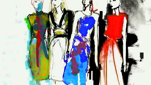 Female figures handmade abstract painting. photo