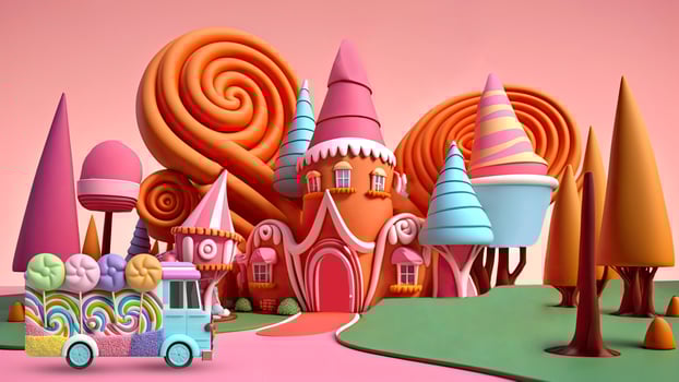Sugar Rush A Whimsical Candy Kingdom of Bright Colors and Playful Creatures. photo