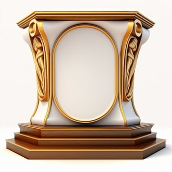 3D Rendering Abstract Wooden Platform Podium, Product Presentation Backdrop. AI-Generative, Digital Illustration. photo