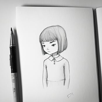 Academic figure drawing of kid girl. Hand-drawing in pencil. photo