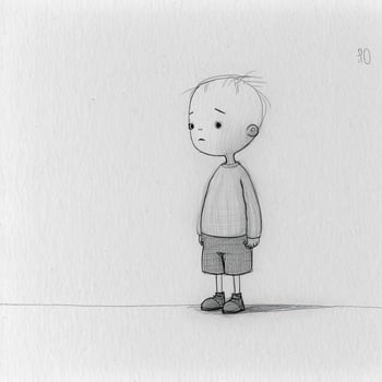Academic figure drawing of kid boy. Hand-drawing in pencil. photo