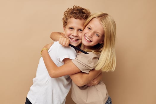 Cute stylish children posing with a comb childhood unaltered photo