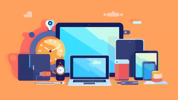 Flat illustration of technology devices for business. photo