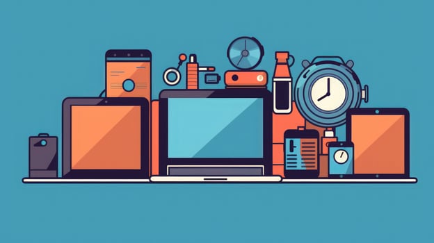 Flat illustration of technology devices for business. photo