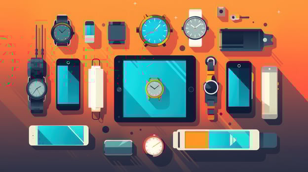 Flat illustration of technology devices for business. photo