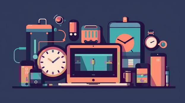 Flat illustration of technology devices for business. photo